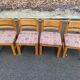 4 Scandinavian Brutalist chairs from Maison Regain, solid wood and floral fabric