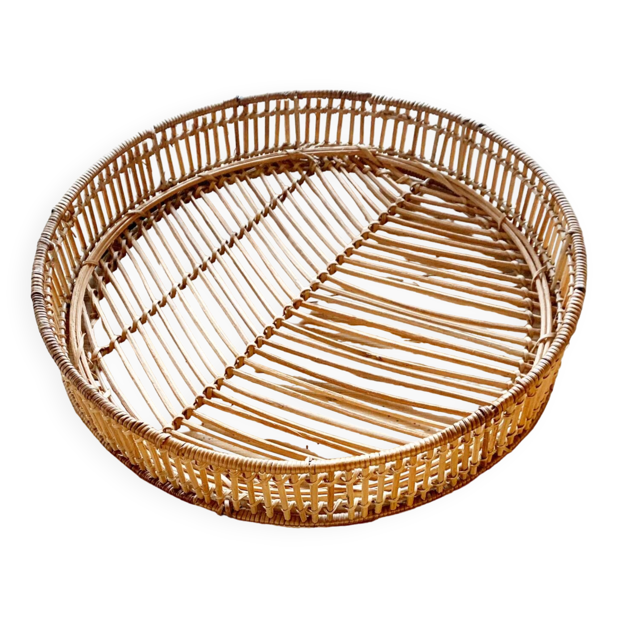 Vintage wicker and rattan tray