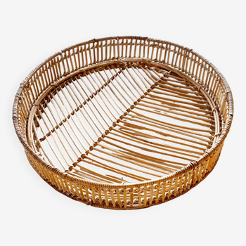 Vintage wicker and rattan tray