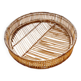 Plateau en osier et rotin vintage