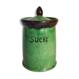 Sugar pot Vintage handmade varnishing pottery