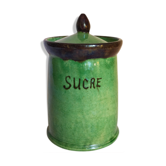 Sugar pot Vintage handmade varnishing pottery