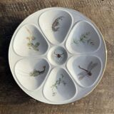 Set of 8 oyster plates or compartment plates, aquatic model Lourioux Fo.