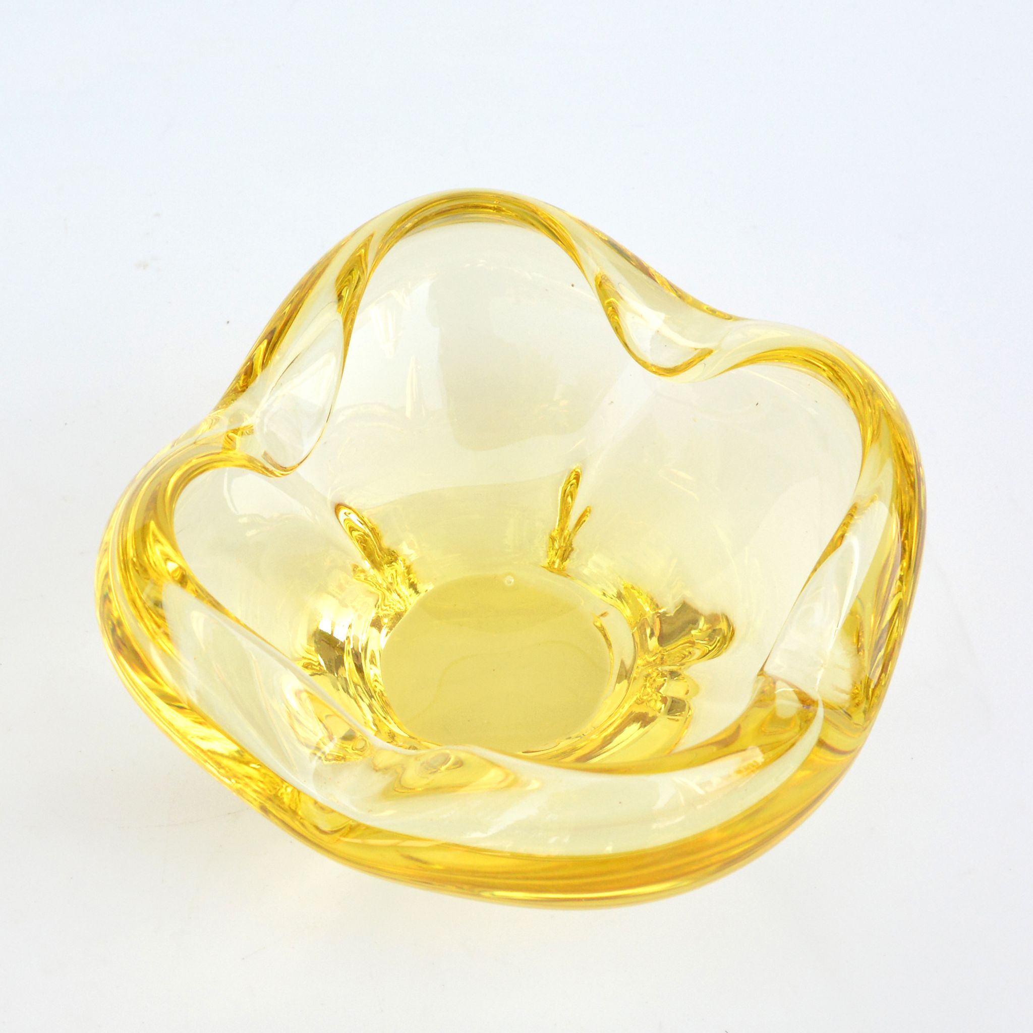 1960s organic modern ashtray, designed by M. Klinger, Zelezny Brod Sklo, Czechoslovakia