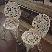 Pair of antique openwork aluminum garden chairs – Victorian style