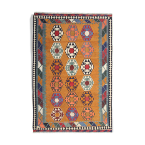 tapis kilim persan tissé à la main, tapis oriental de laine orange
