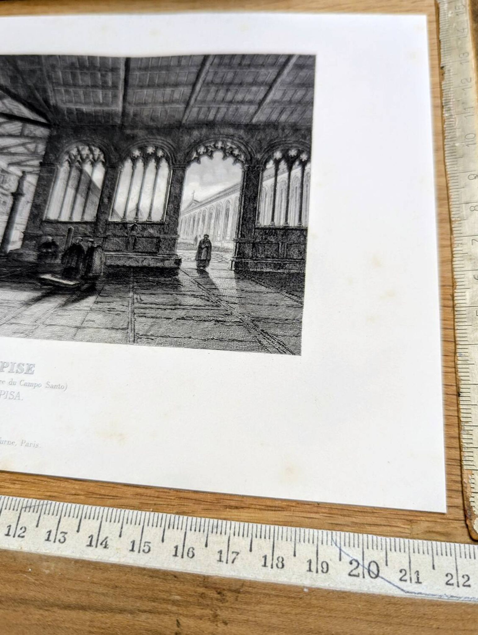 Camposanto, Pise, gravure ancienne, imprimée en 1841.