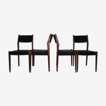 series of 4 Scandinavian chairs in vintage teak year 60