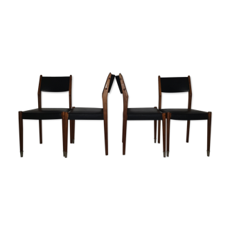 Série de 4 chaises scandinave en teck vintage années 60