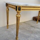 Table basse style Louis XVI en marbre et bois doré