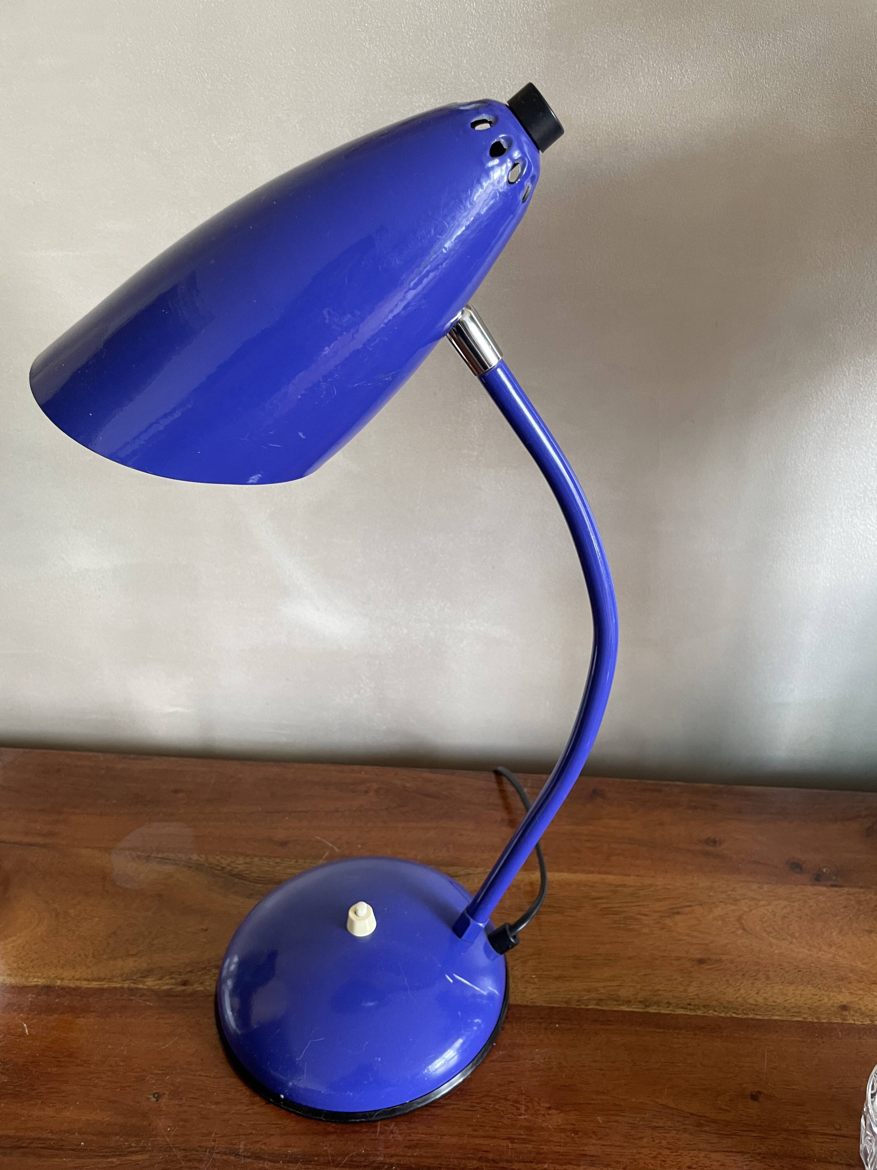 Vintage blue iron lamp
