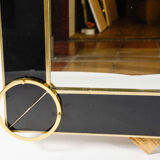 Mirror in black glass and brass trim 182x121 cm