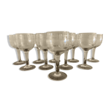 10 blown and engraved stemmed glasses
