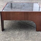 Table basse vintage en palissandre & verre par Claudio Salocchi, modèle "Oriolo"