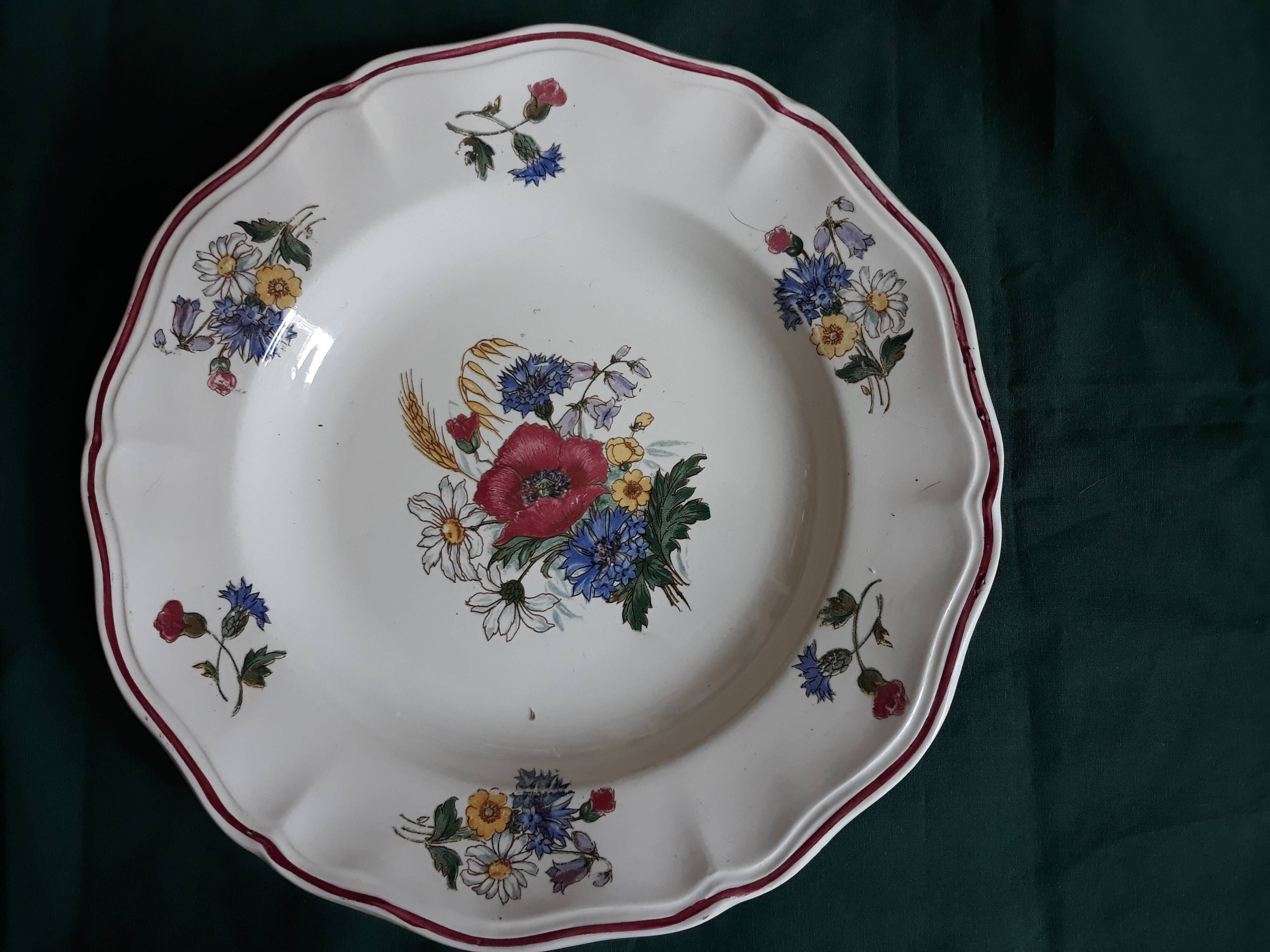 Set of 3 plates Sarreguemines "rustic" flowers of the field