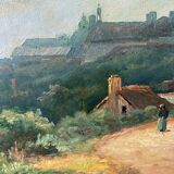 Hst painting "animated landscape" by hf vertet (1847-1924) known as l'abbé vertet