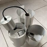 Space age brushed metal 3-light pendant lamp