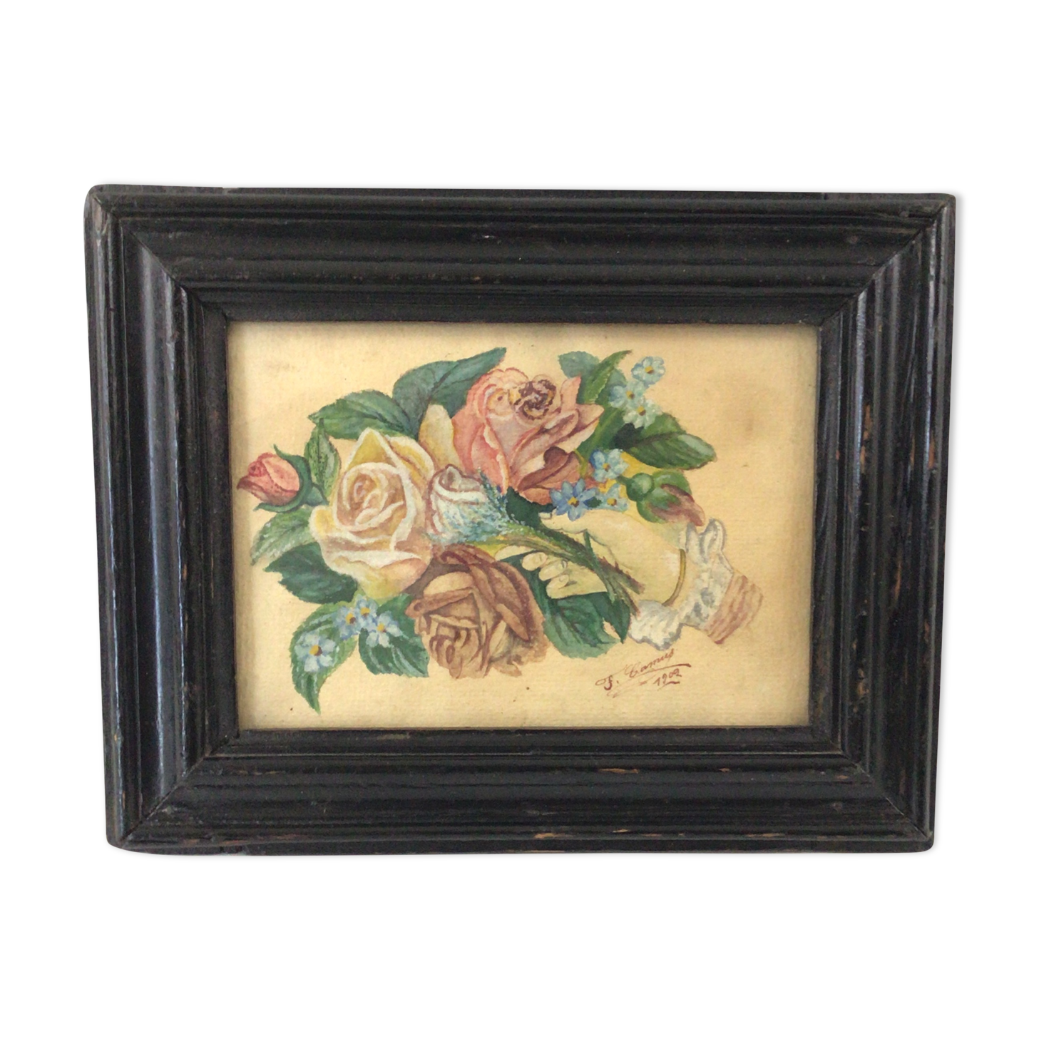 Painting bouquet of flowers signed F. Camus