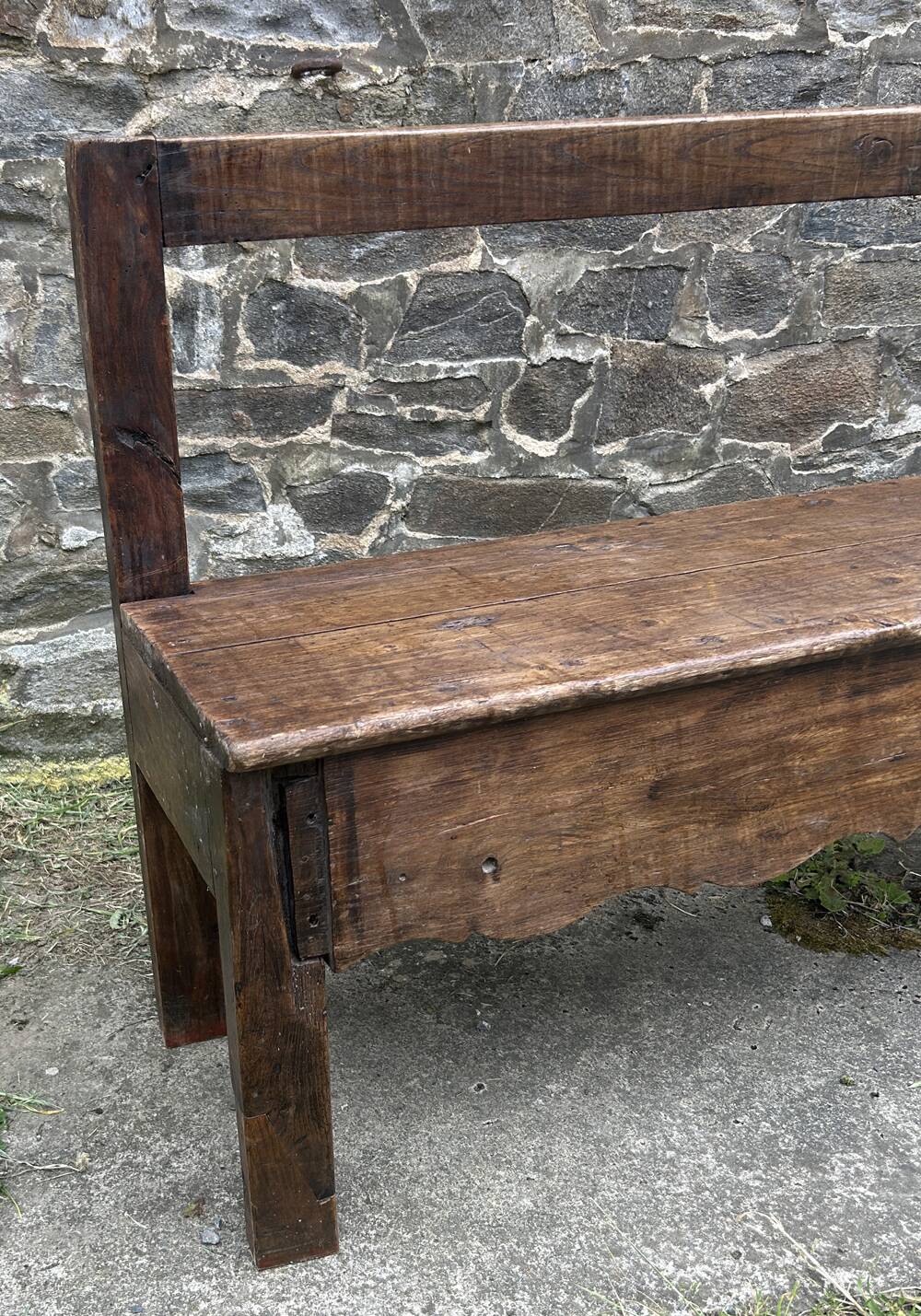 Banc de cheminée ancien en bois, fin XIXème s