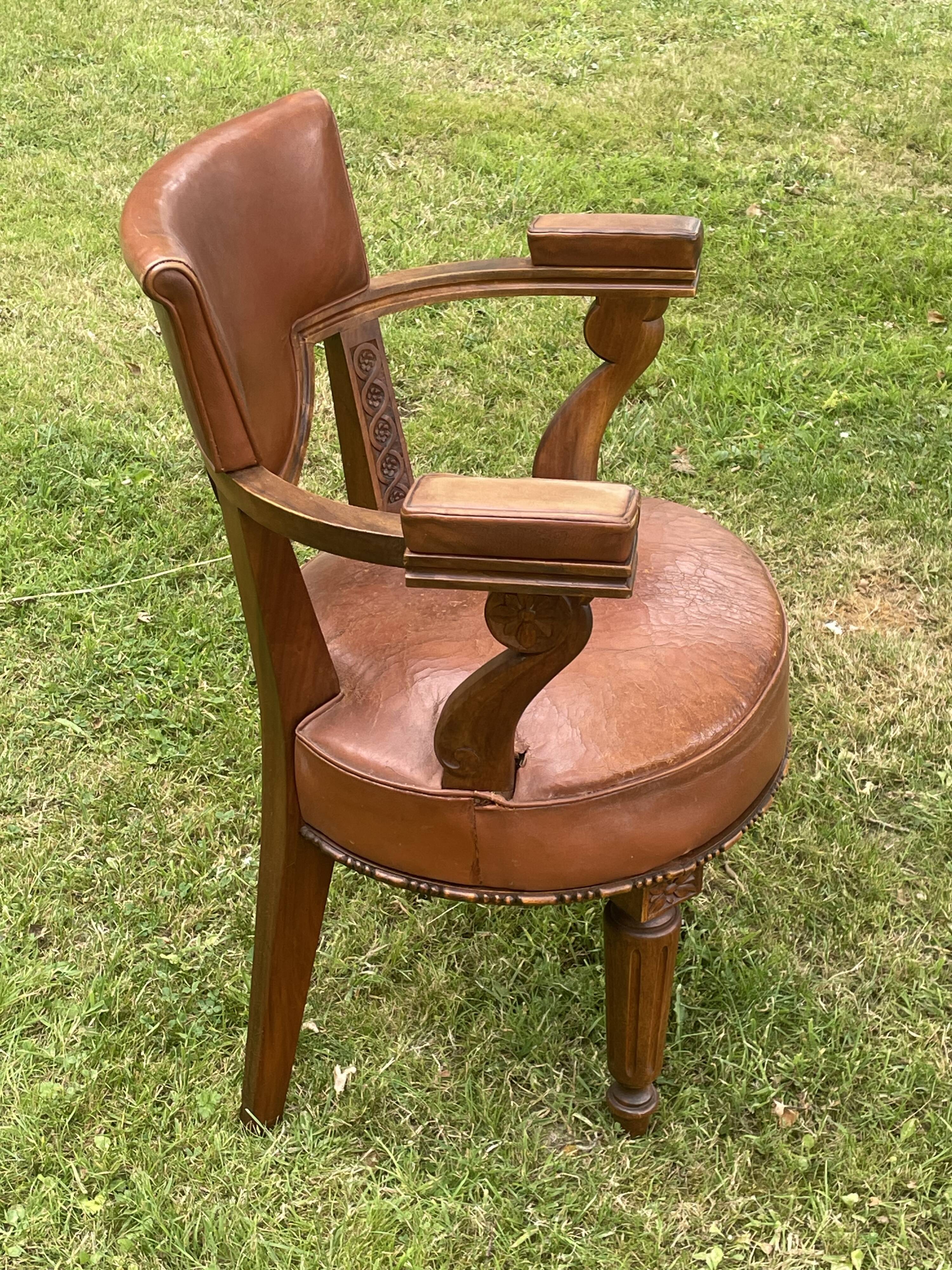 Old leather office chair