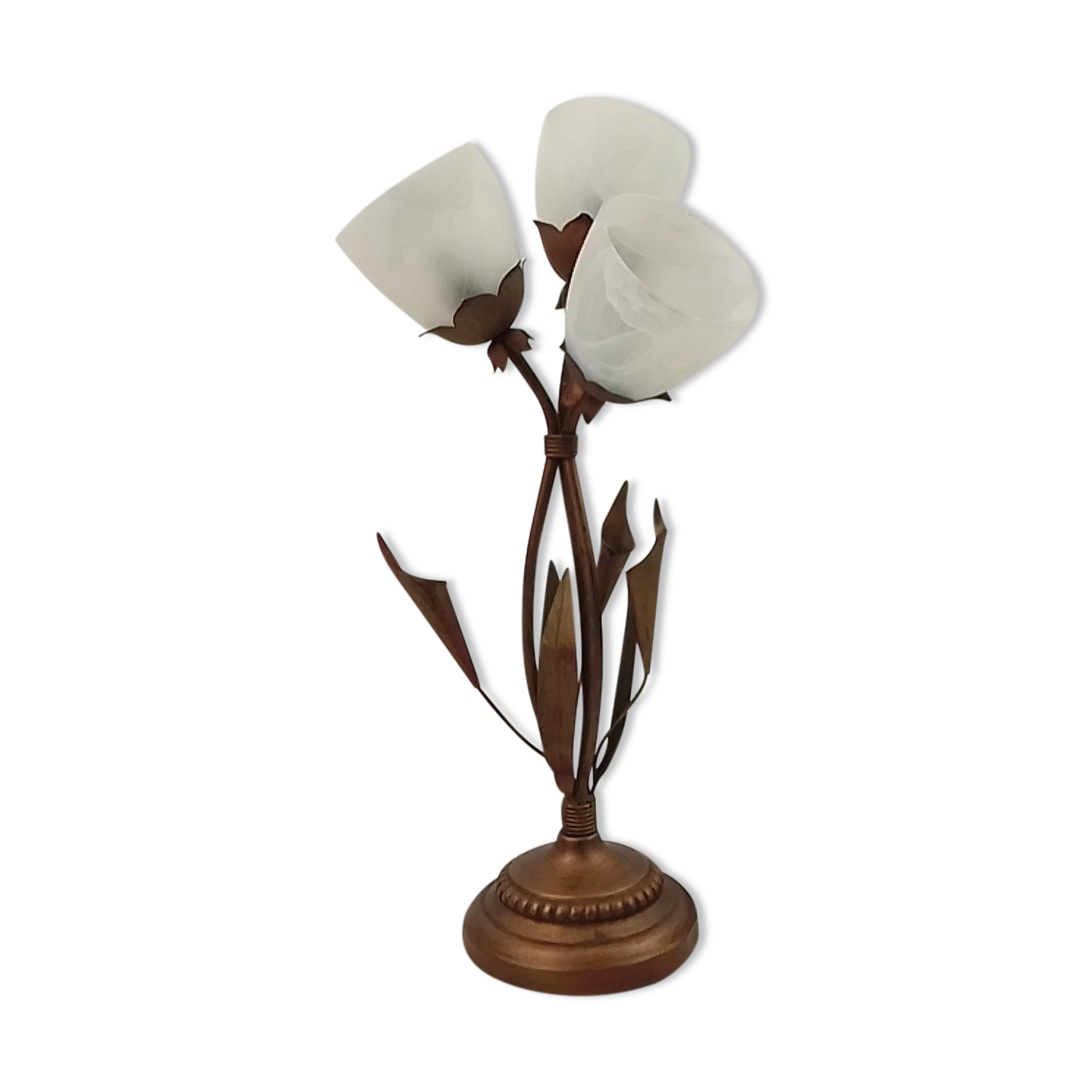 Lampe à poser 3 feux en métal et verre
