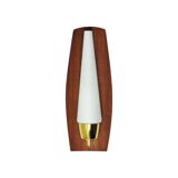 Scandinavian Modern Danish Wall Light in Teak, Brass and Opaline Glass, 1960s