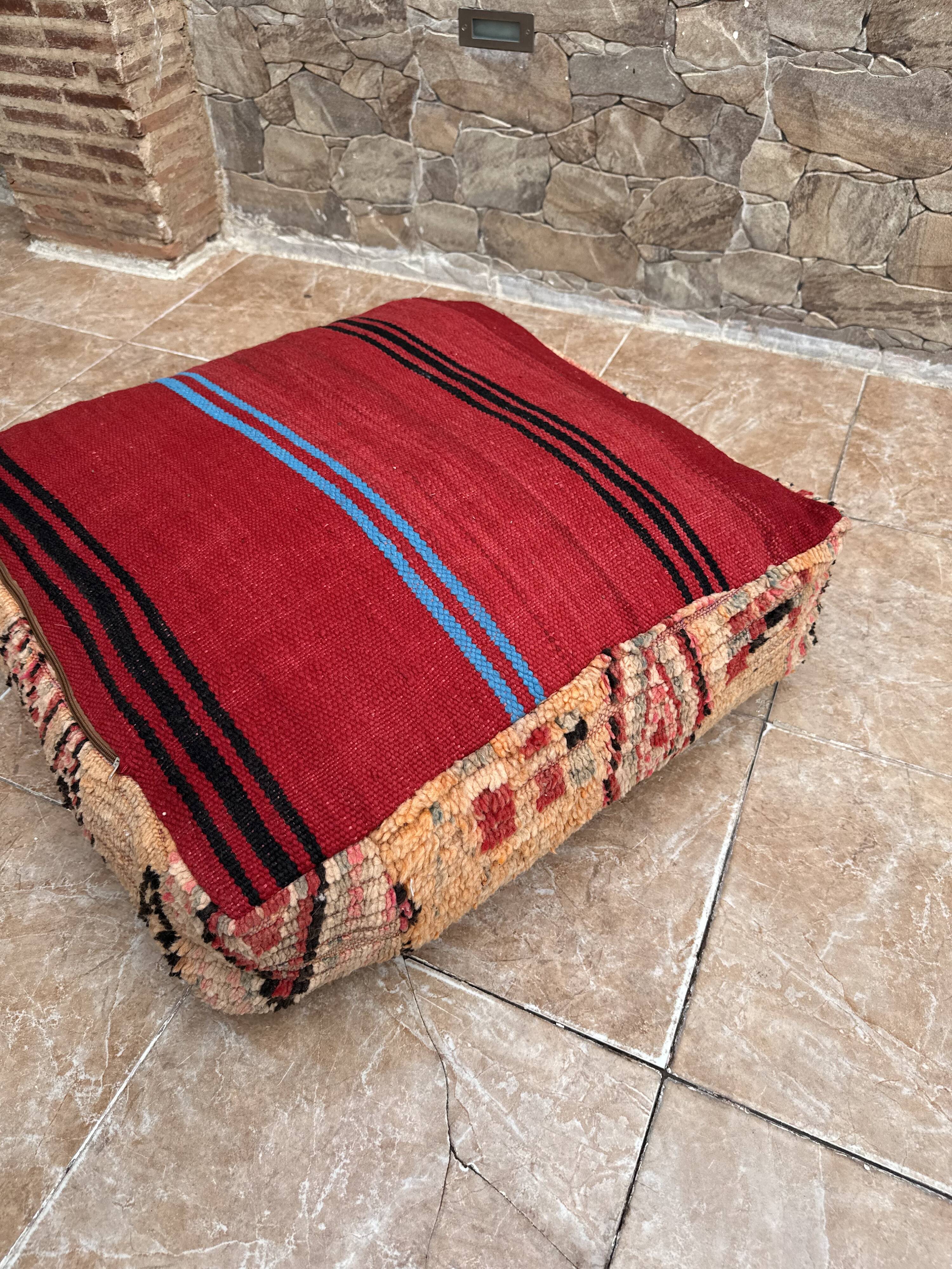 Handmade Berber Kilim pouf, floor cushion