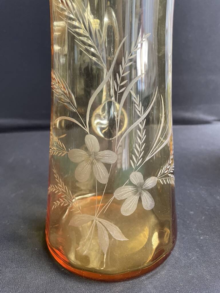 Saint Louis beer service in blown and cut amber crystal – Art Deco