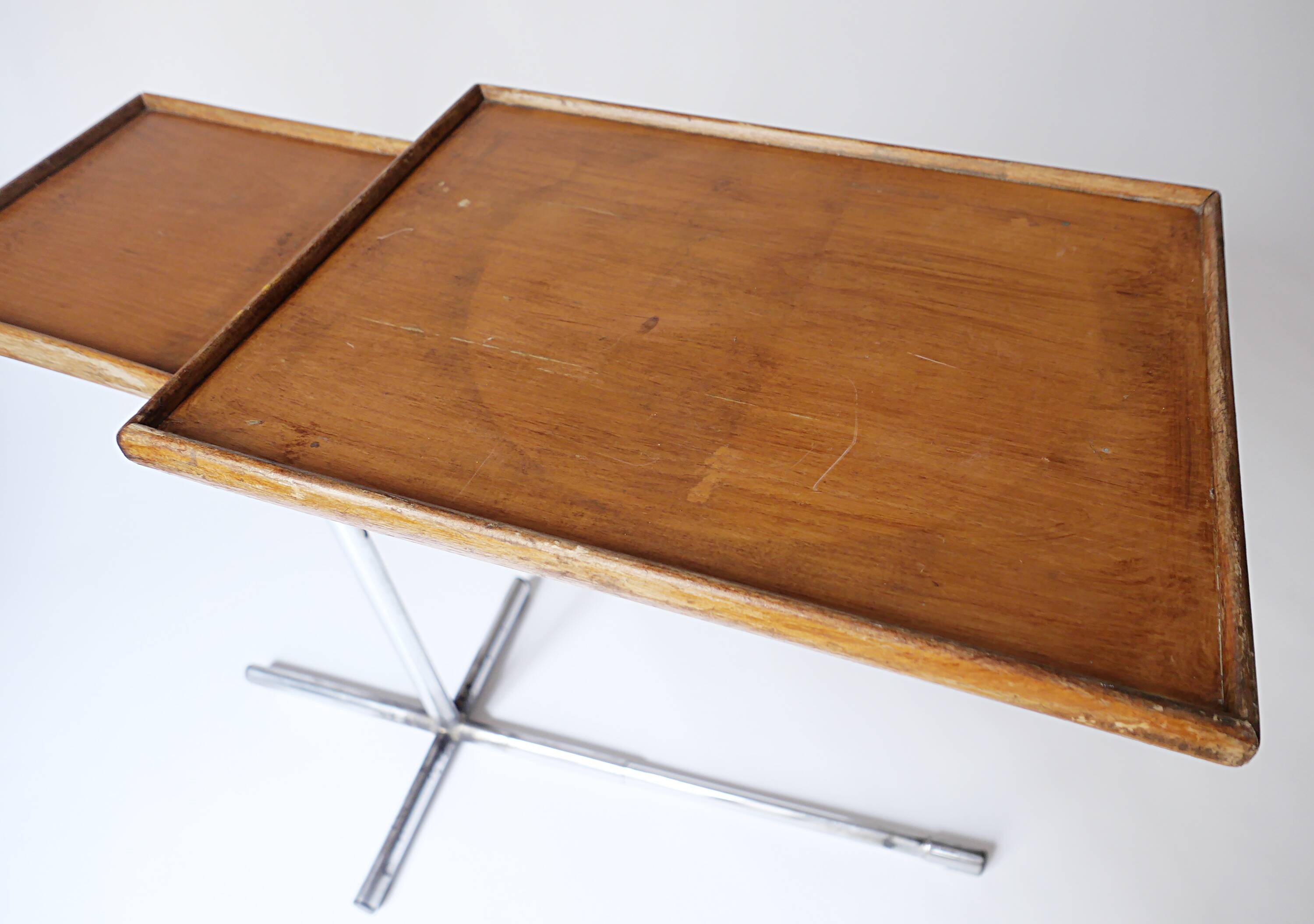 François Caruelle system table in wood and metal 1950-1970