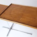 table à system François Caruelle en bois et metal 1950 1970