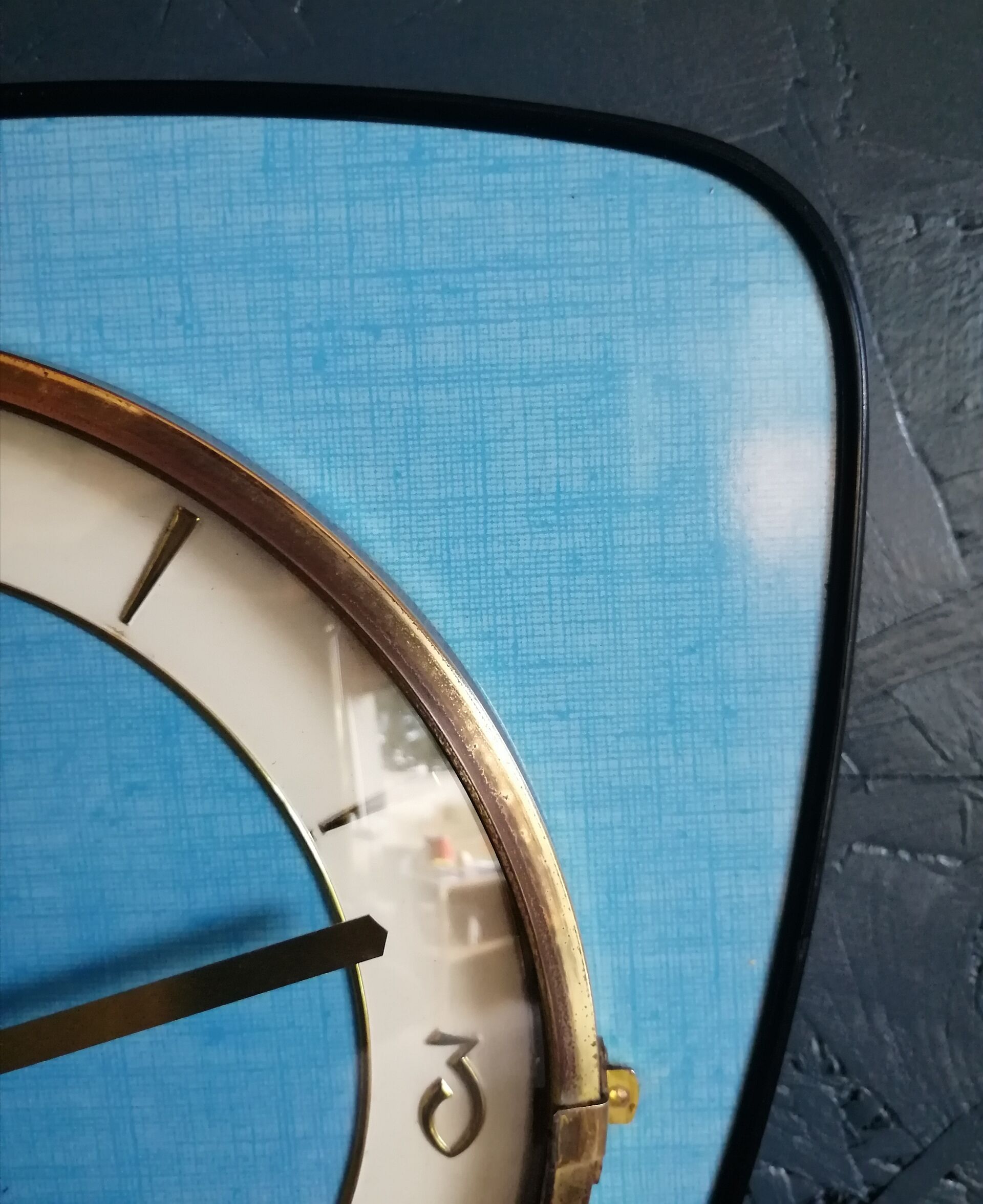 Vintage formica clock silent wall clock "DAM Electric Blue"