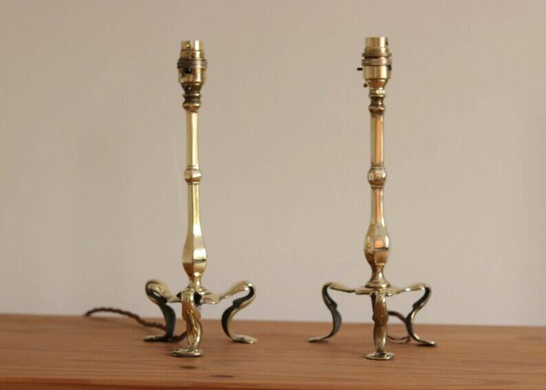 Pair Of Victorian Antique Brass Pullman Railway Carriage Table Lamps