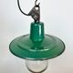Green Enamel and Cast Iron Industrial Pendant Light, 1960s