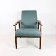 Armchair 'Lis', 1970s turquoise tweed design by Henryk Lis - brown beech wood