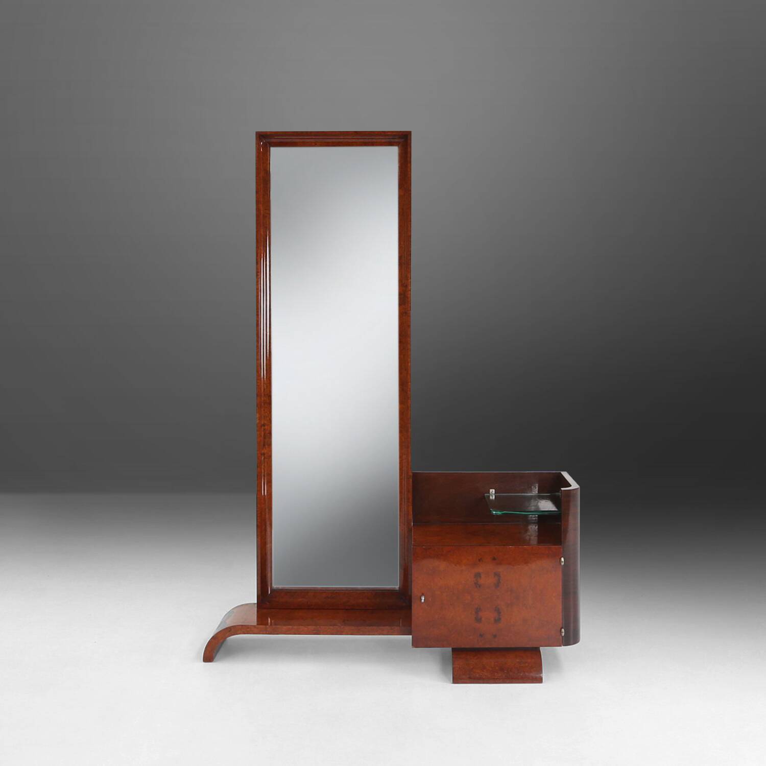 Art Deco Dressing Mirror by De Coene in Walnut Veneer, Belgium 1930s