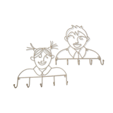 Pair of iron coat holders girl and boy