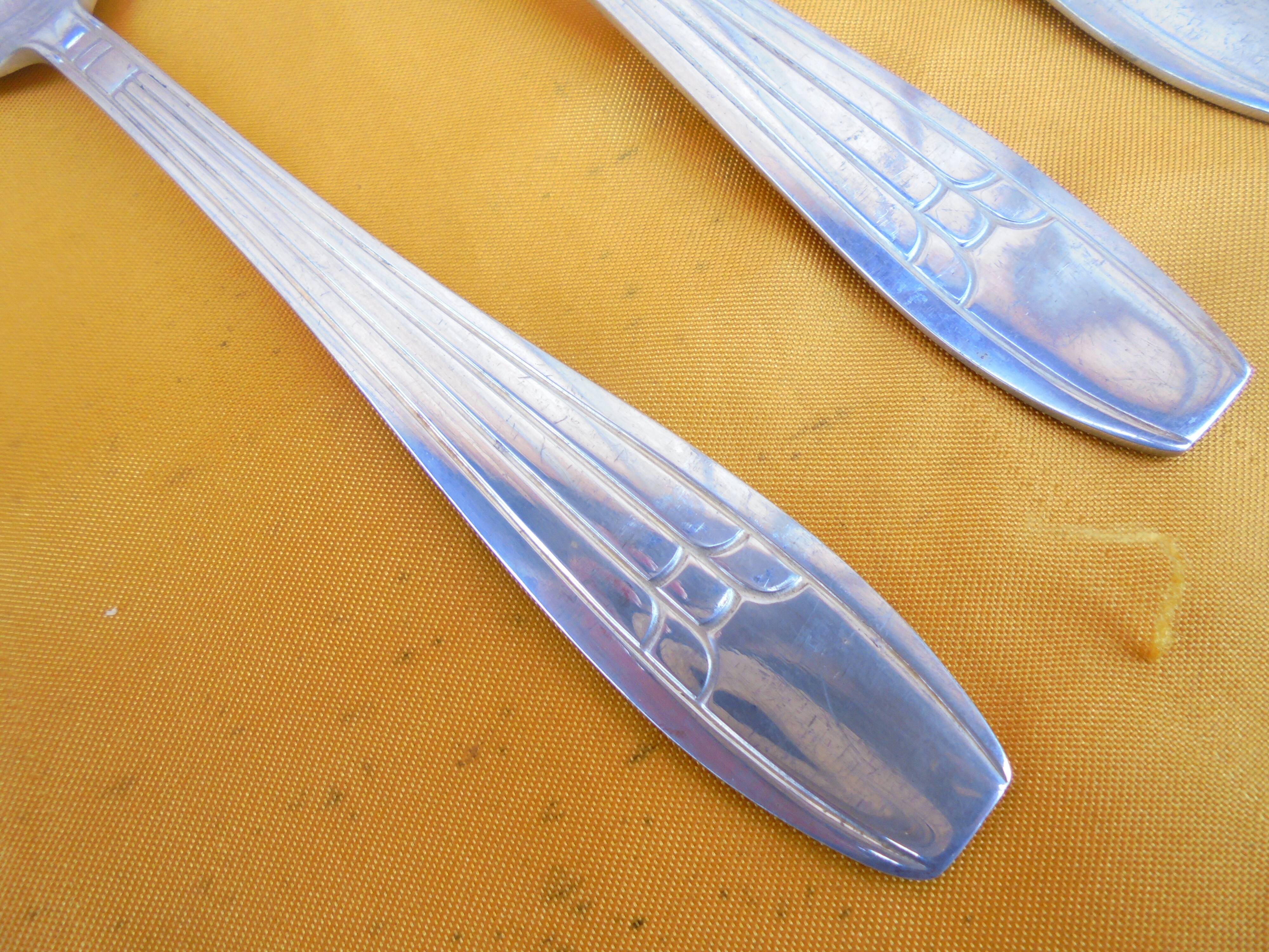 12 art deco spoons silver metal goldsmith's hallmark
