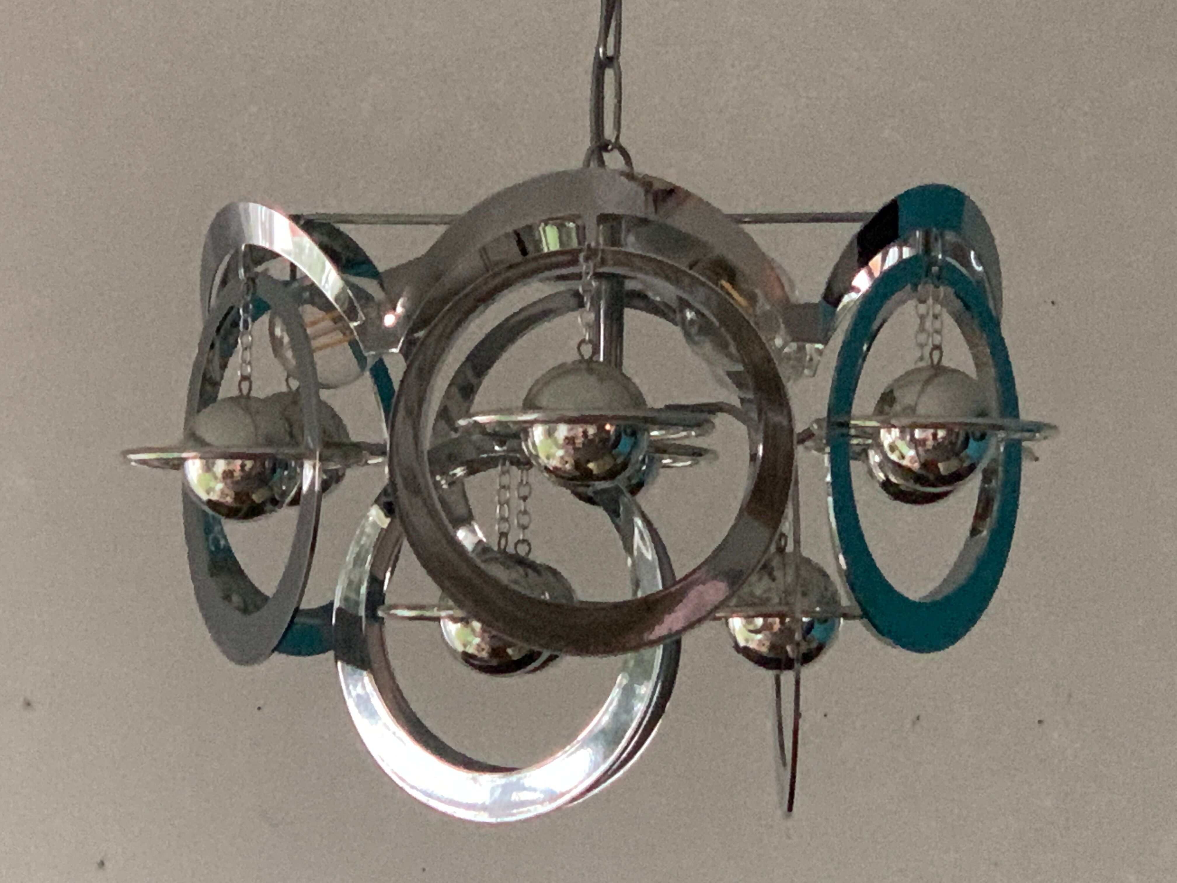 Chandelier planets Saturns, Space age, Italian design 1970