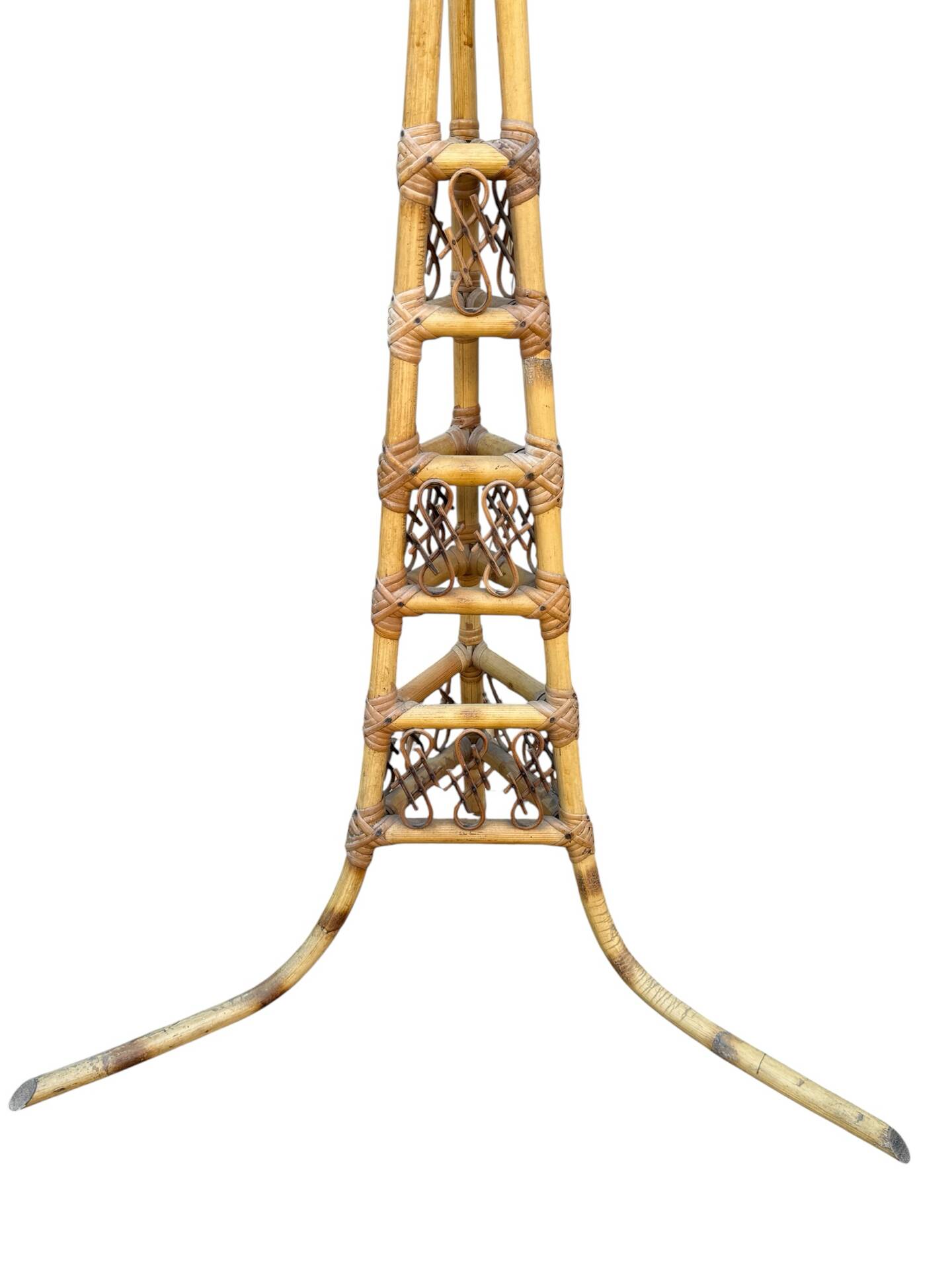 1950s Rattan Floor Lamp in the Style of Louis Sognot, France