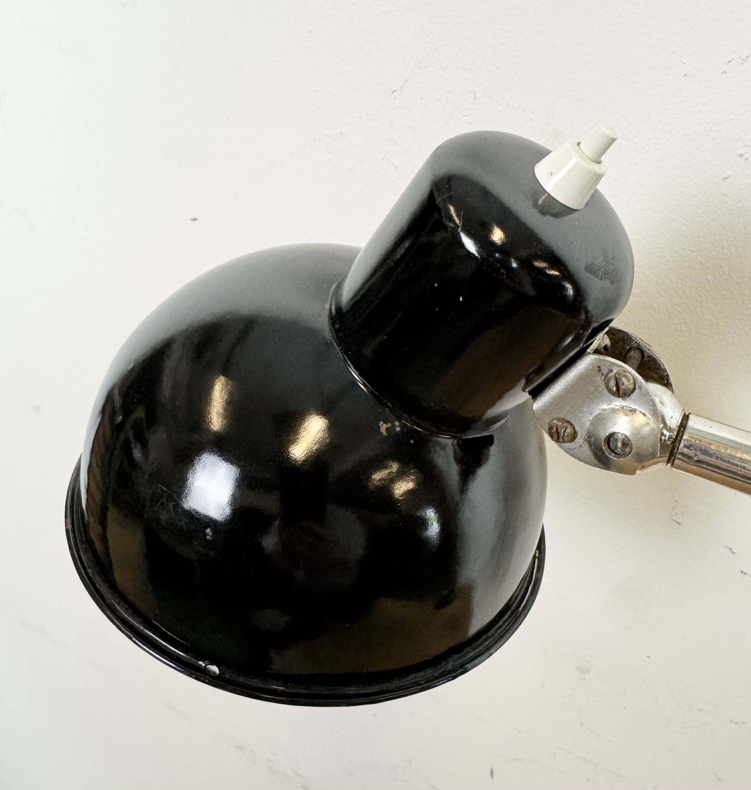 Industrial Workshop Black Enamel Desk Lamp, 1950s