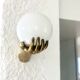 Pair of brass "hands" wall lamps, Arlus 1960