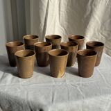 Set of 10 small stoneware mugs from Digoin.