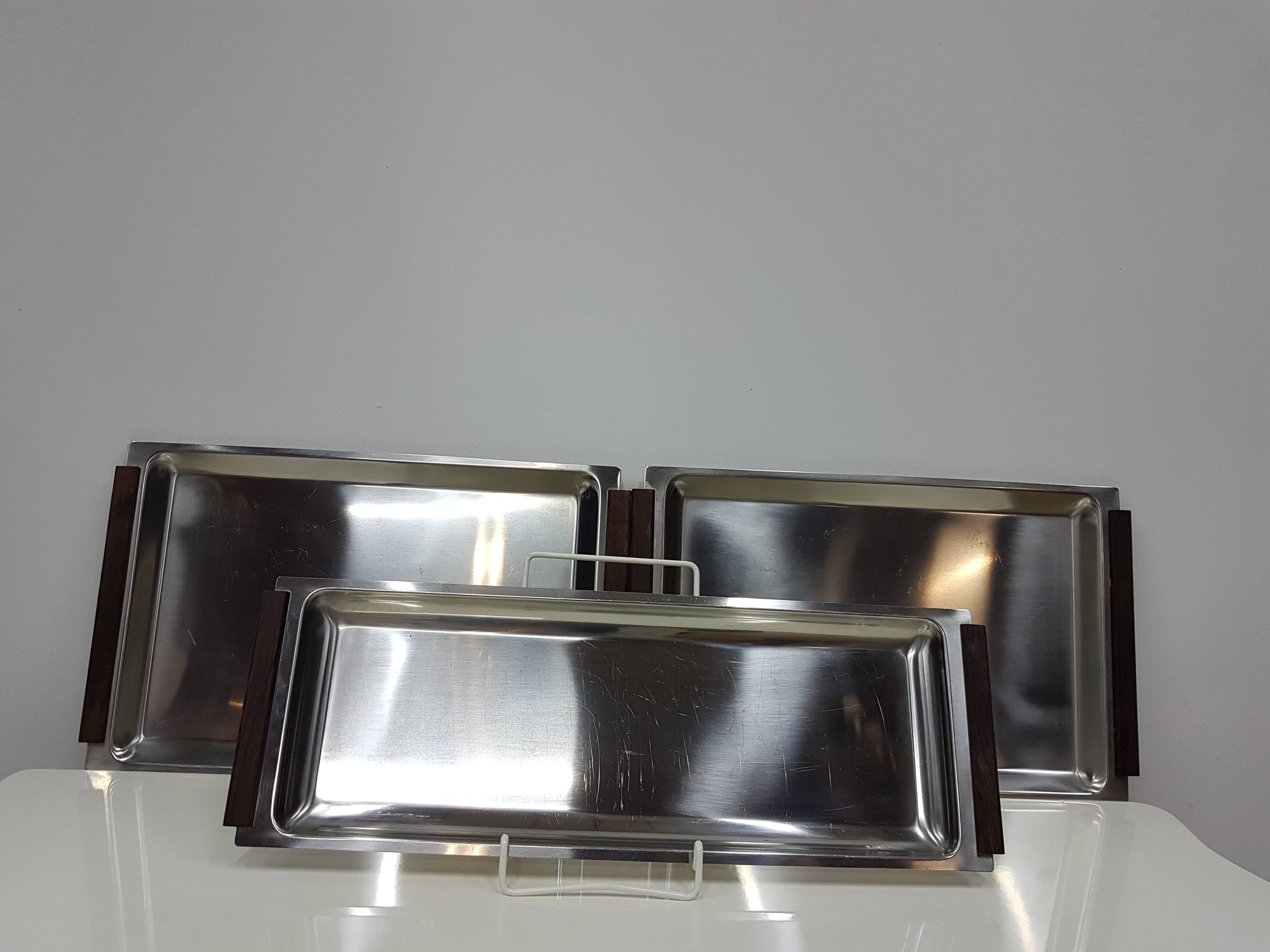 Vintage set of three trays, Denmark, 1960s.
