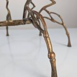 Zigzag Bronze Faux Bamboo Hollywood Regency Coffee Table, 1960s