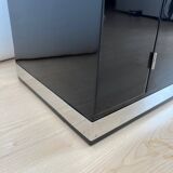 Art Deco Black Lacquered Lowboard with Chrome Fittings, France, 1930s