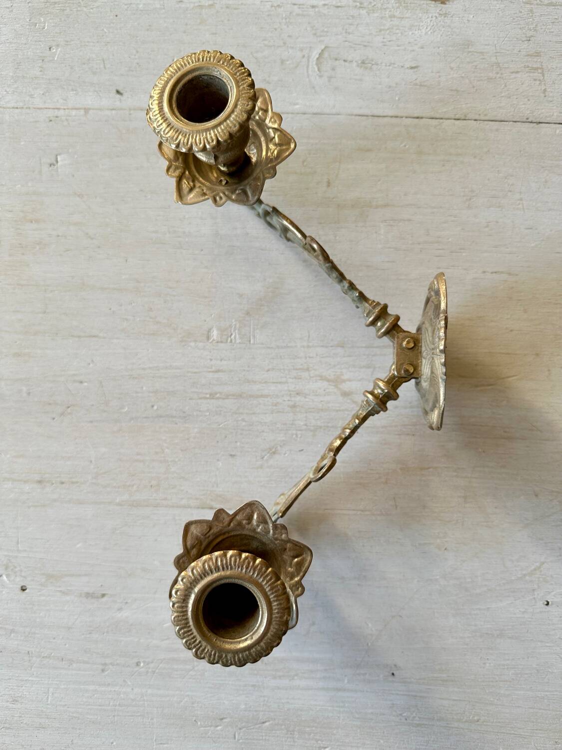 Pair of brass wall candle holders