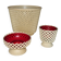 Lot de vases Emsa rouge et beige, pique fleurs, cache pot et une coupe