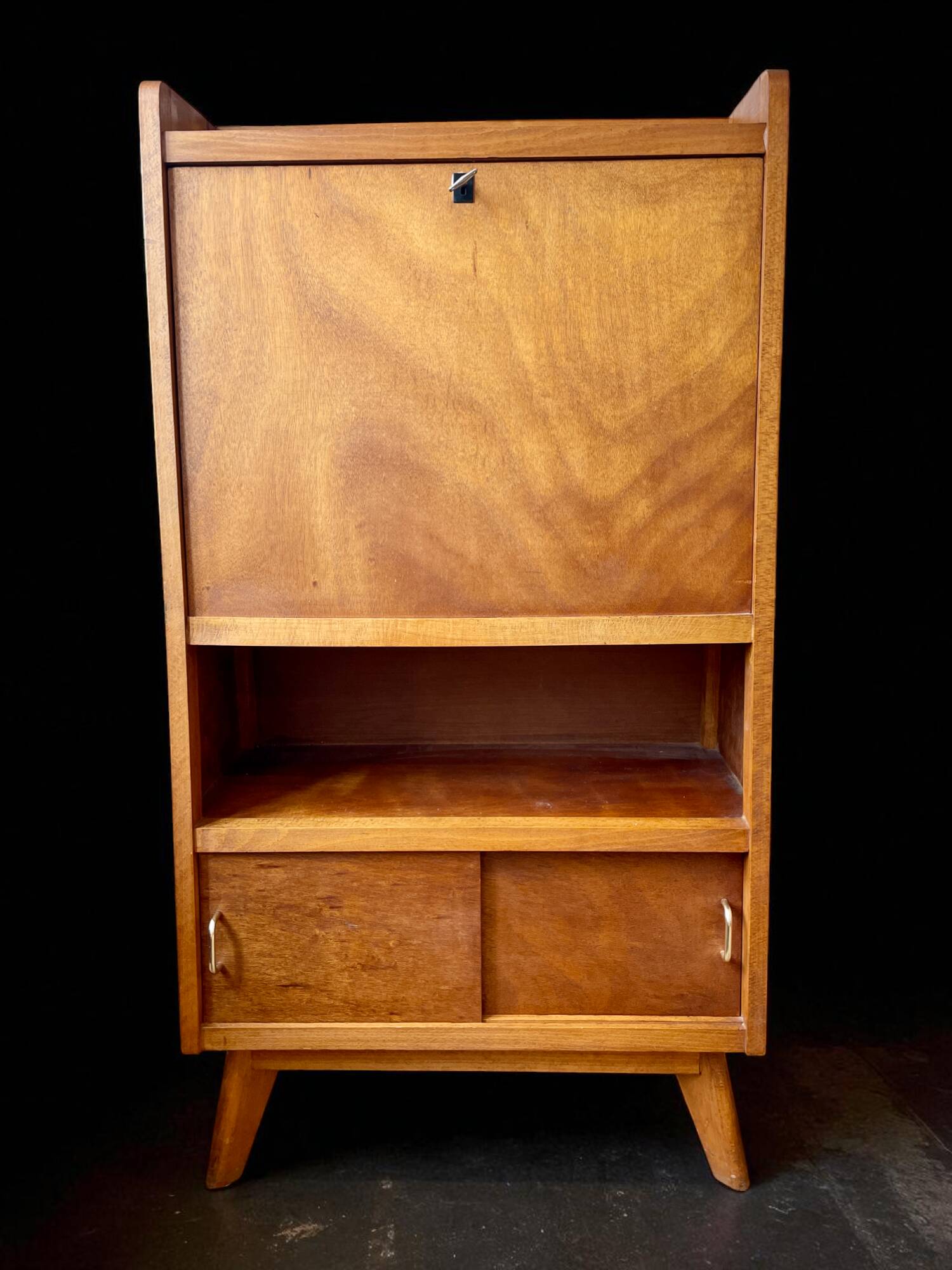 Secrétaire vintage pieds compas en bois