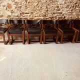 6 black chairs by Gunther Hoffstead for Uniflex - 1960's