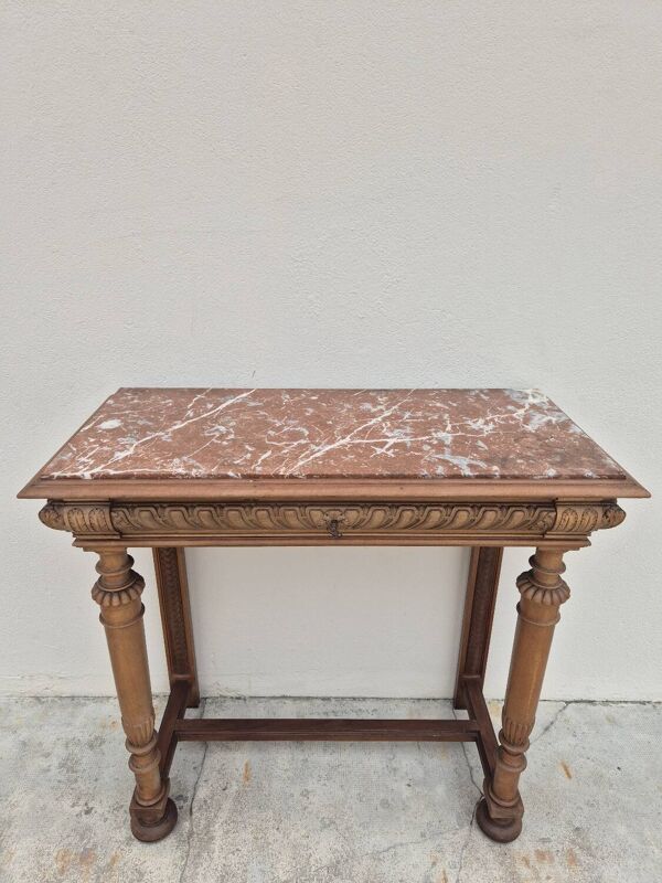 Table d'entrée console style Henri II d'époque 19éme en noyer massif